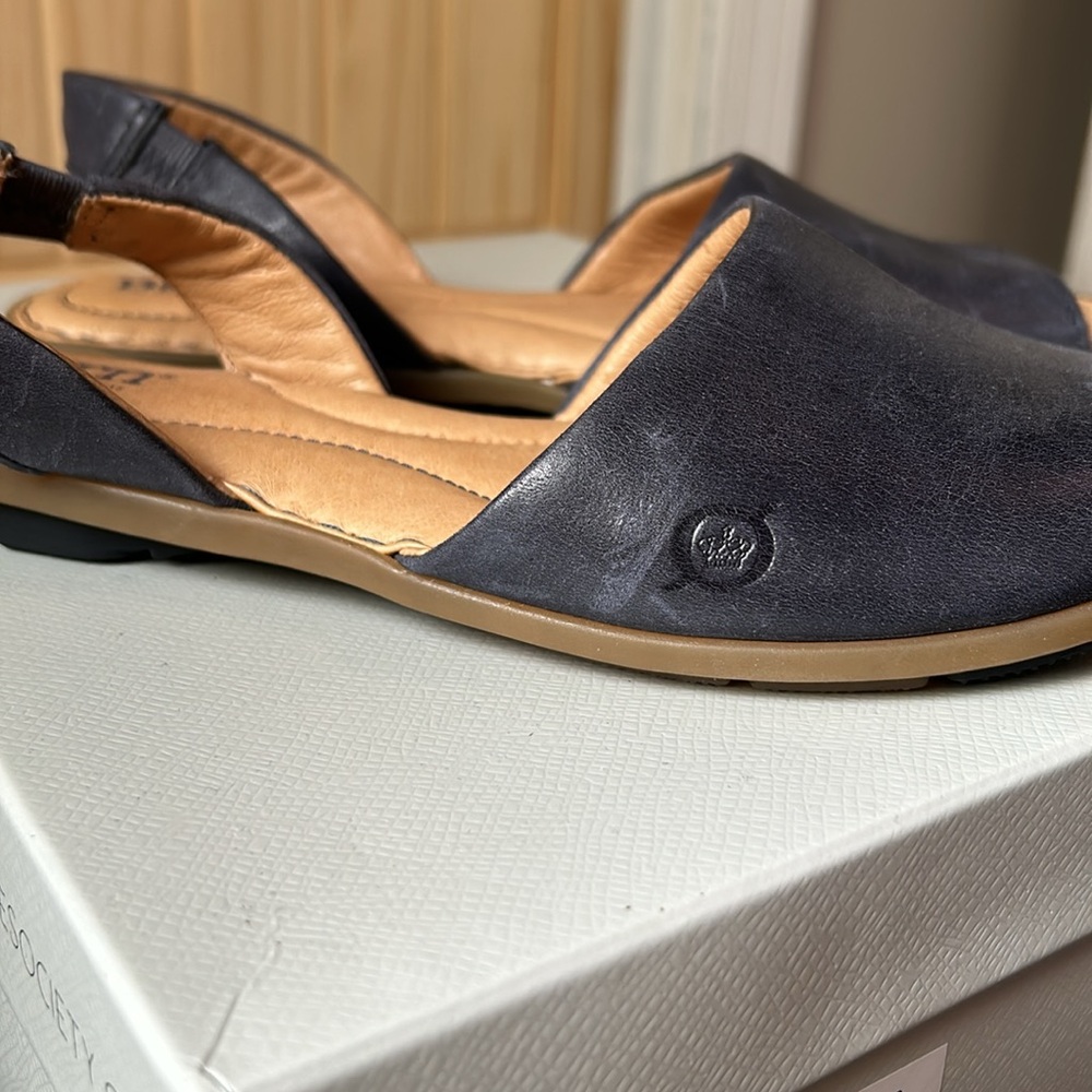 Born Blue Open-Toe Leather Slingback Sandals - Picture 4 of 5